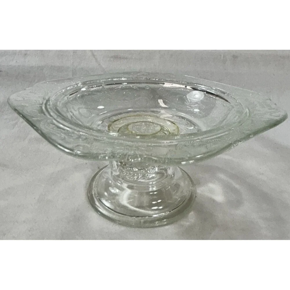 Vintage Indiana Glass Madrid Pedestal Bowl Clear 7